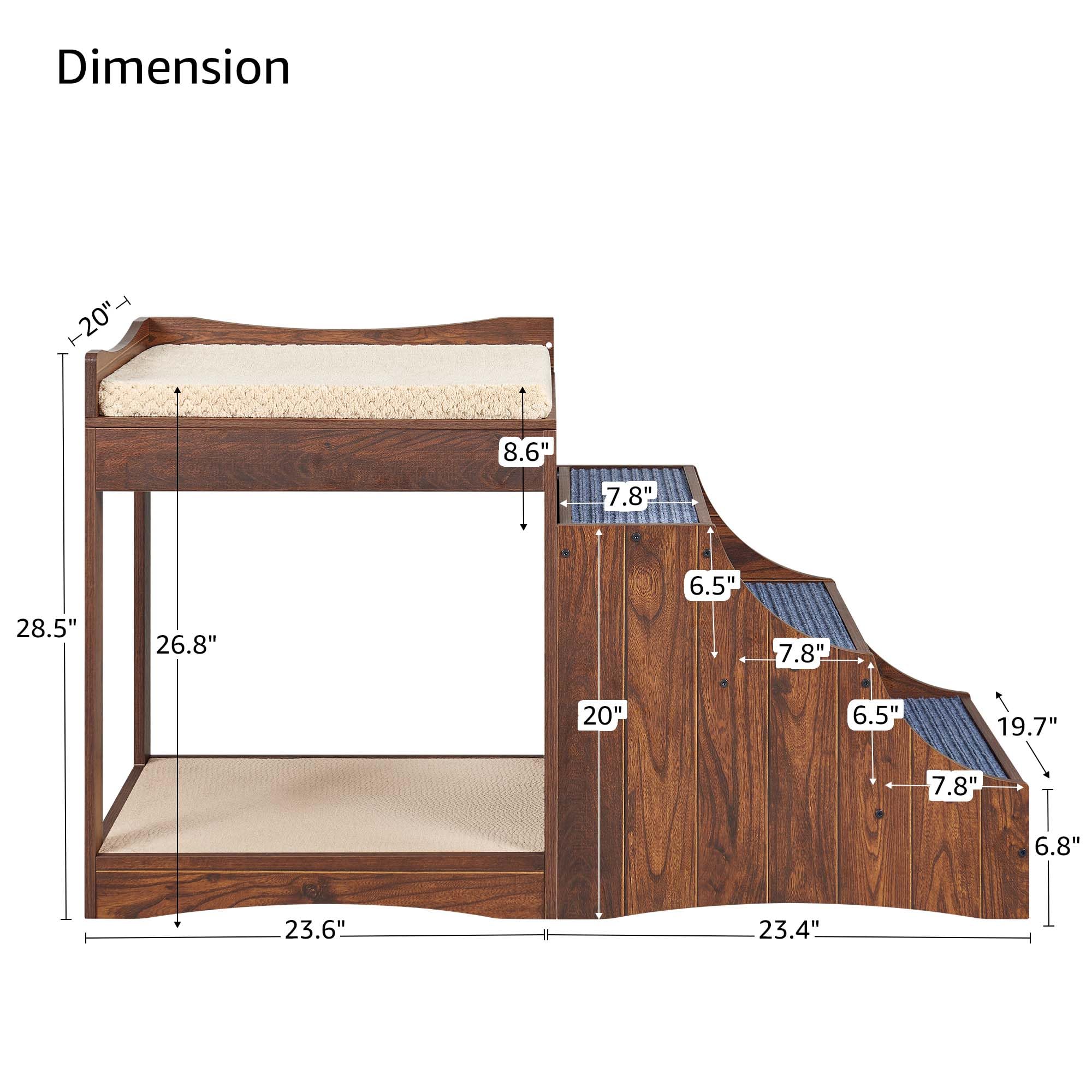 Pet Bunk Bed with Removable Steps for Dogs and Cats