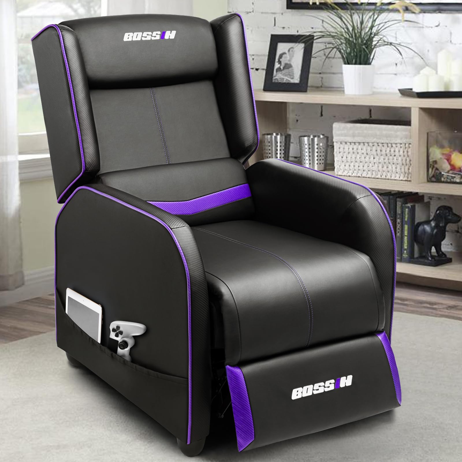 Gaming Recliner Chair with Adjustable Backrest and Footrest