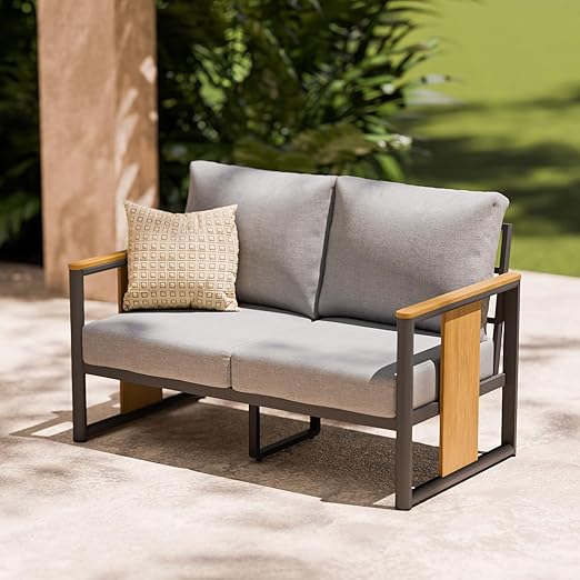 5-Piece Aluminum Outdoor Sectional Sofa Set with Coffee Table