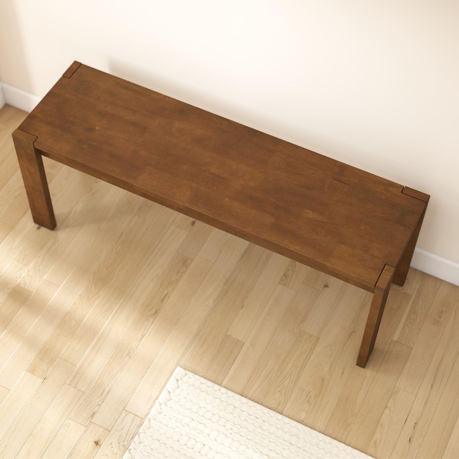 Solid Wood Dining Bench 47.25" Walnut Farmhouse Entryway Bench