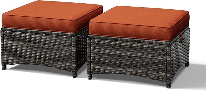 Outdoor Ottoman Set of 2 with Cushions