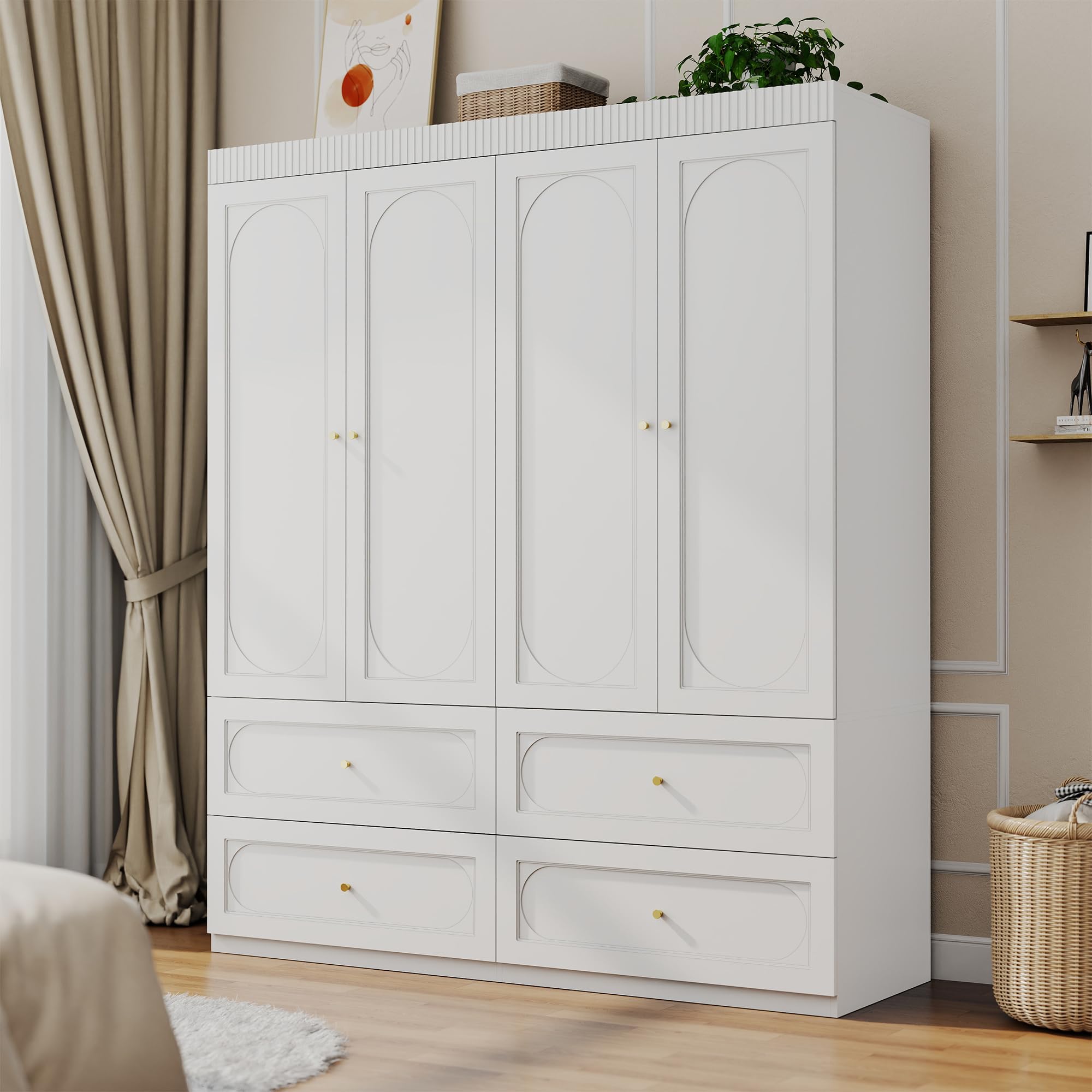 White Armoire Wardrobe Closet with Drawers