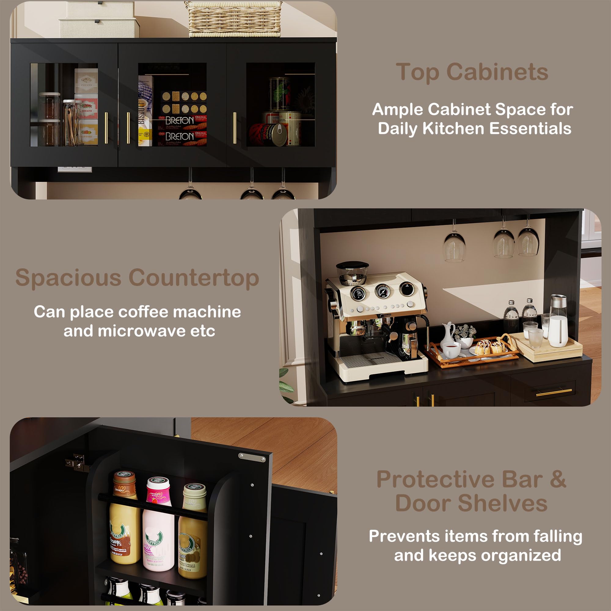 Kitchen Pantry Cabinet with LED Lighting
