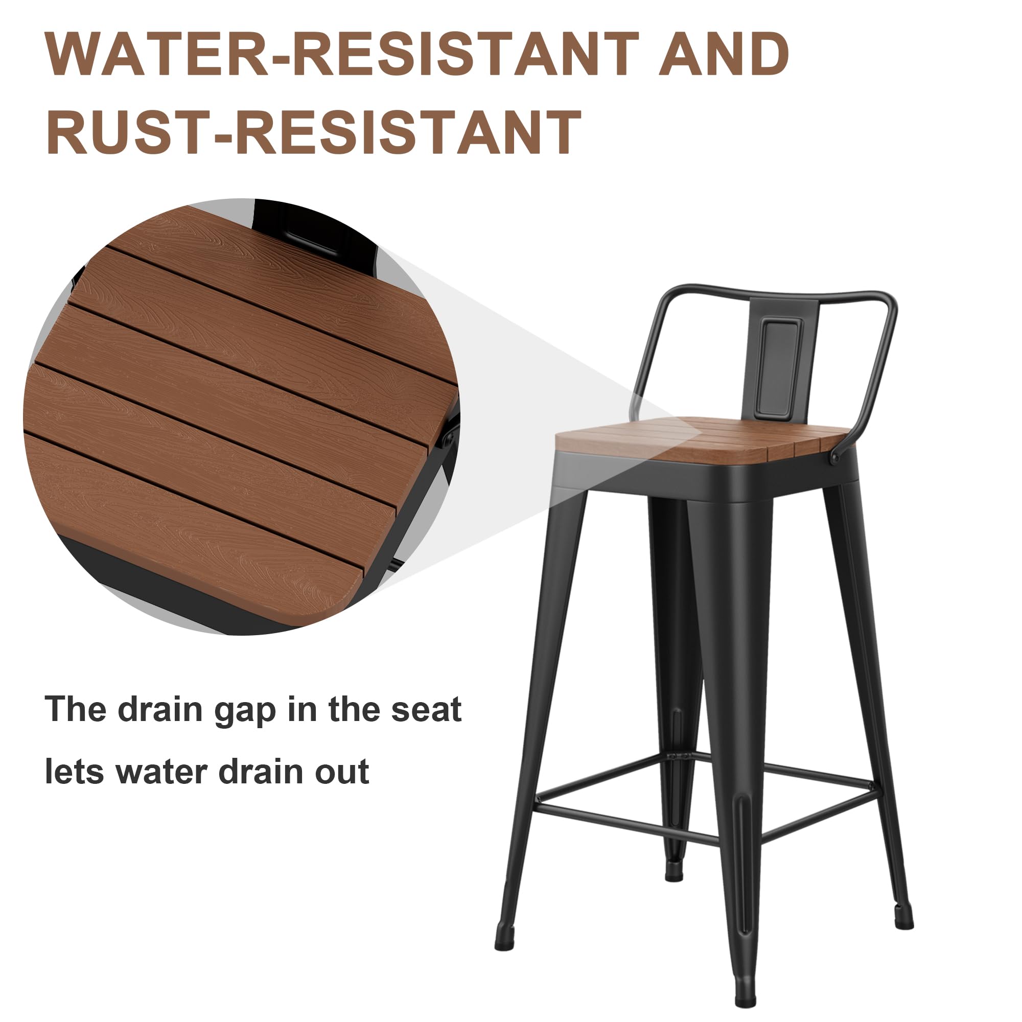 26" Outdoor Metal Bar Stools Set of 4