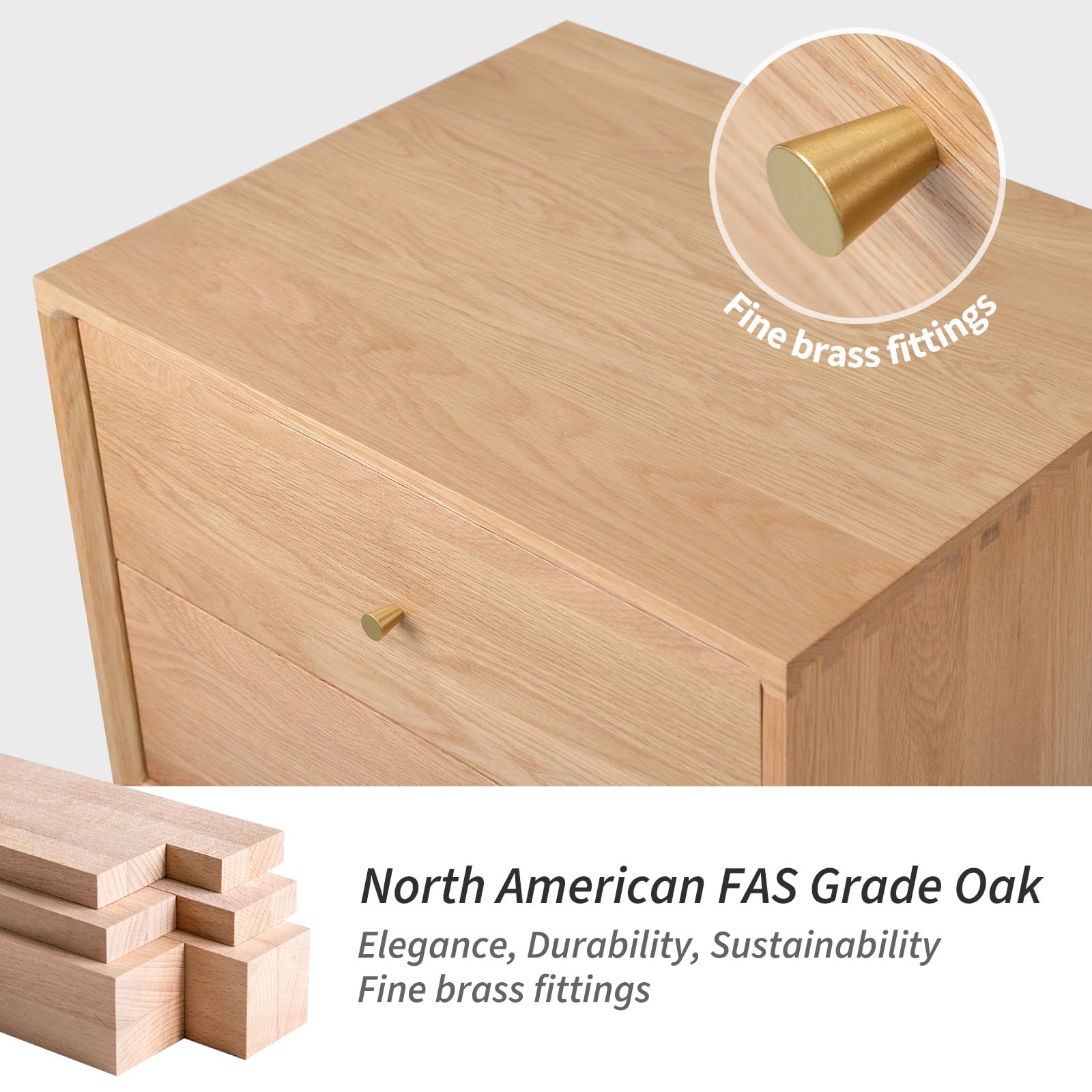 Midcentury Modern Solid Wood Nightstand with Drawer