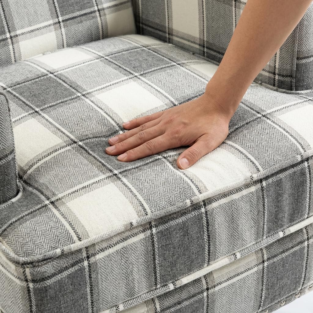 Mid-Century Modern Plaid Accent Chair