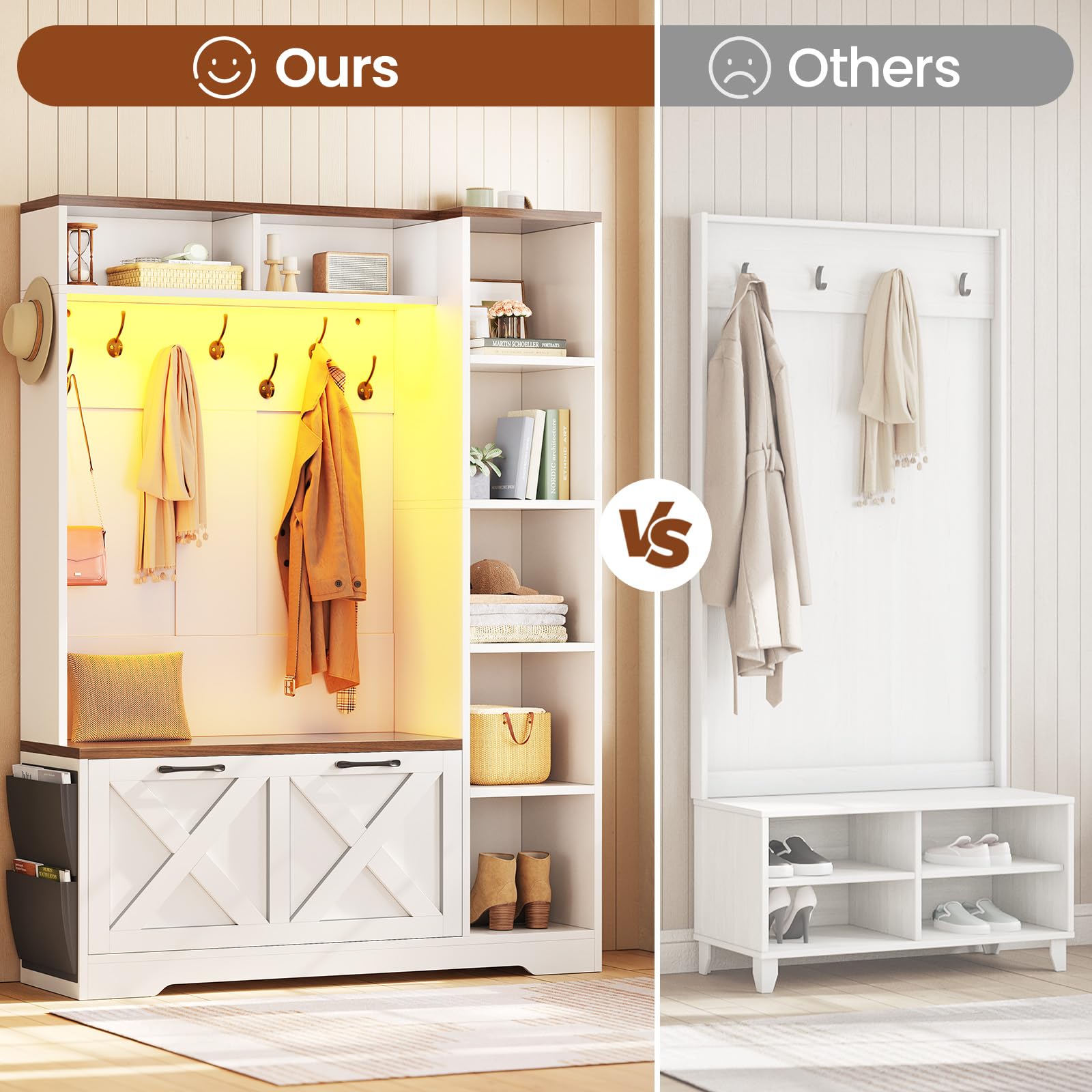 Hall Tree with Shoe Storage Bench and Coat Rack