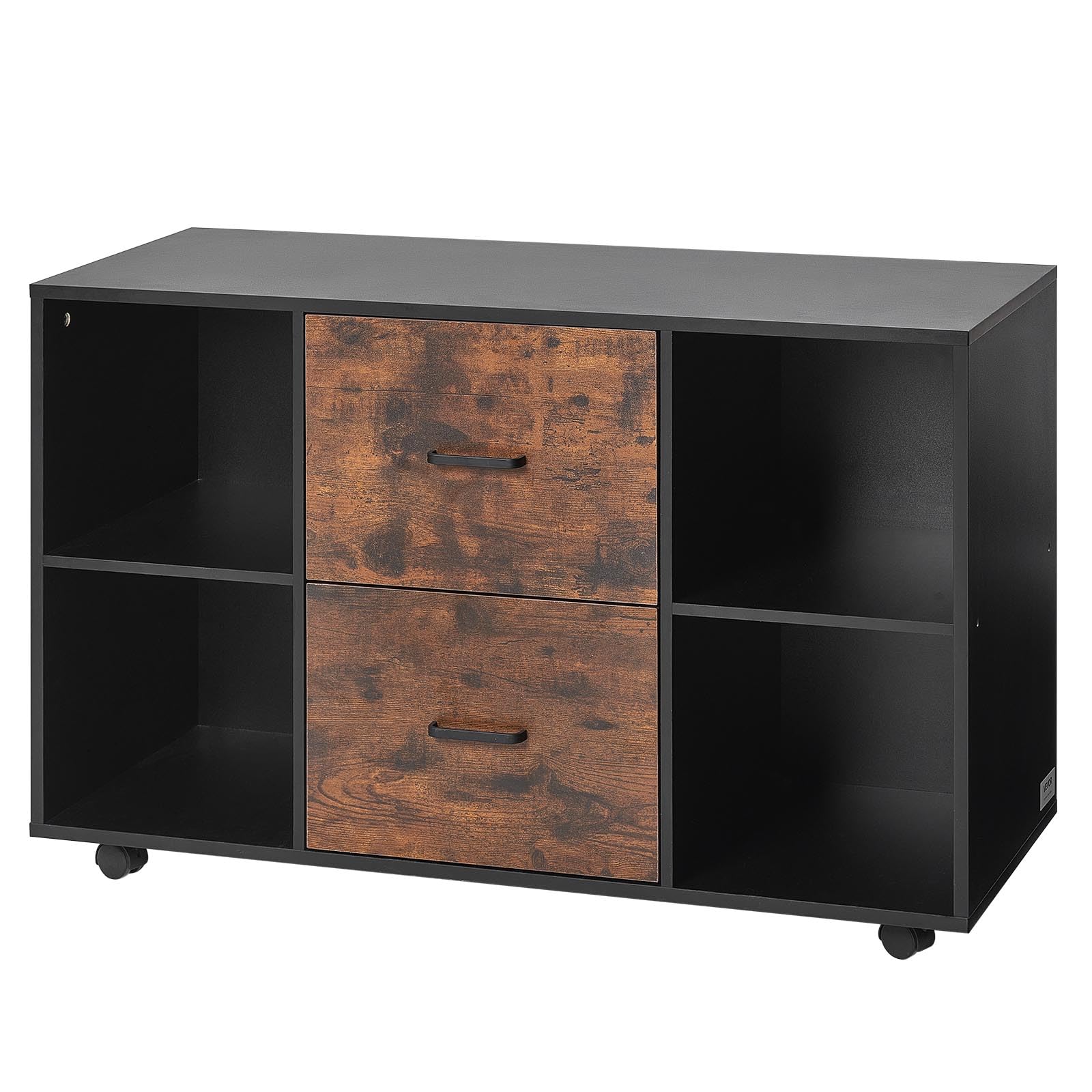 2 Drawer Mobile File Cabinet with Open Shelves