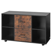 2 Drawer Mobile File Cabinet with Open Shelves