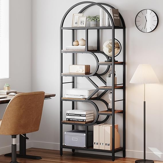 Arched Geometric Bookshelf 6 Tier Storage Display Rack