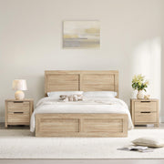 Queen Platform Bed Frame with 2 Nightstands Set