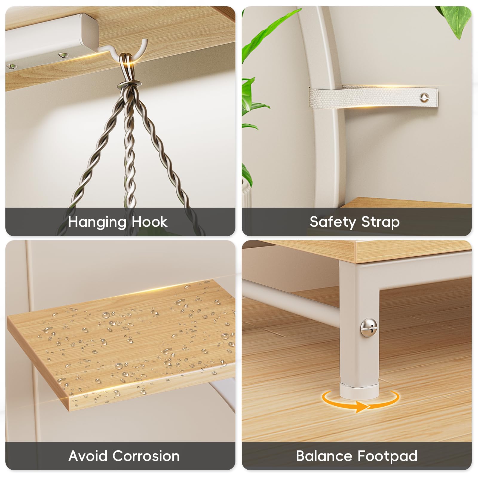 7-Tiered Metal Corner Plant Stand with Grow Lights