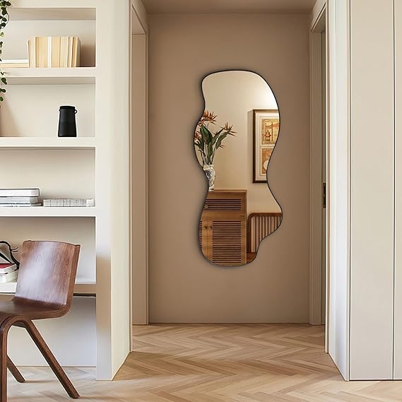 Irregular Asymmetrical Wall Mirror 47x21.6 Black