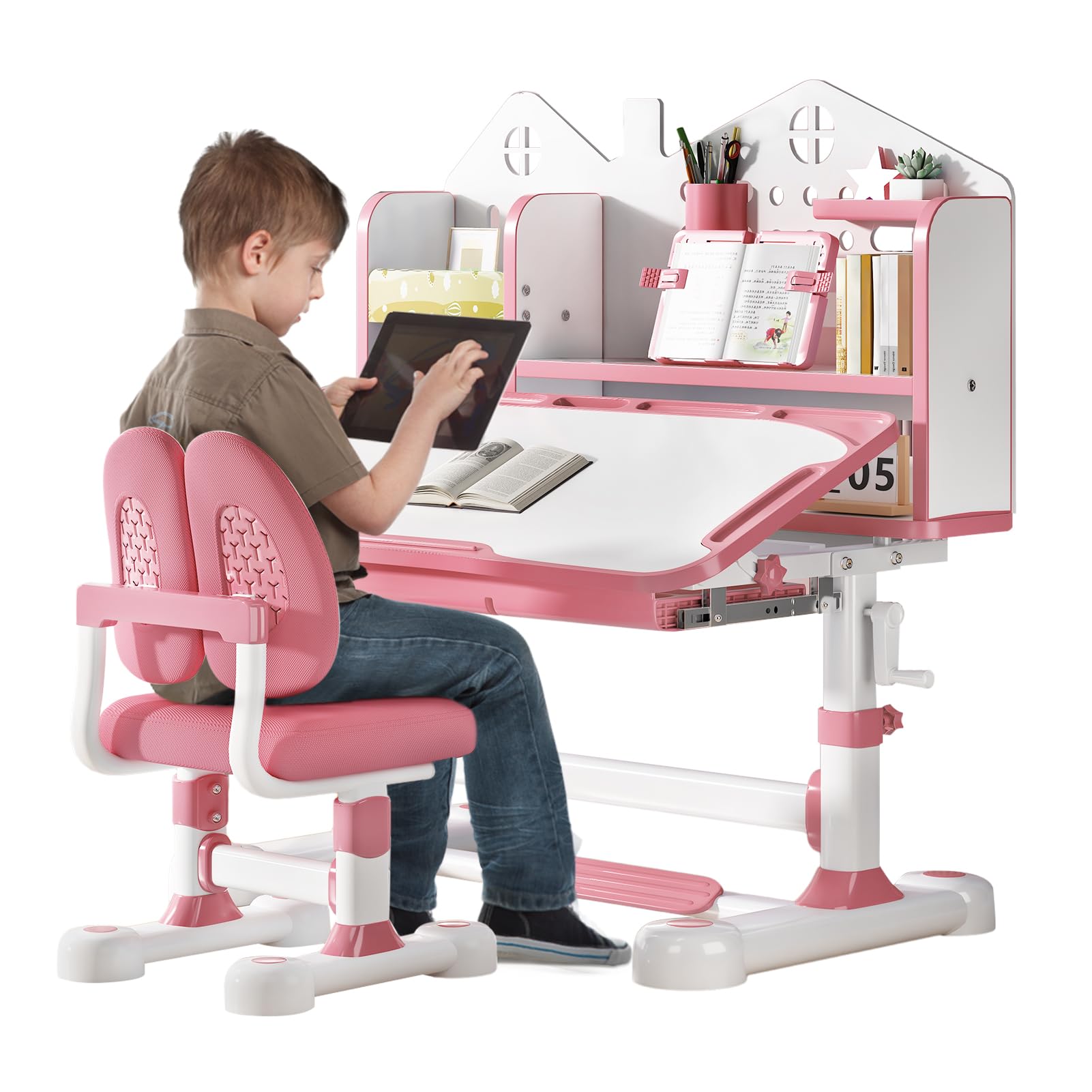 Height Adjustable Kids Desk and Chair Set