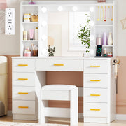 Makeup Vanity Desk with Lights and Mirror