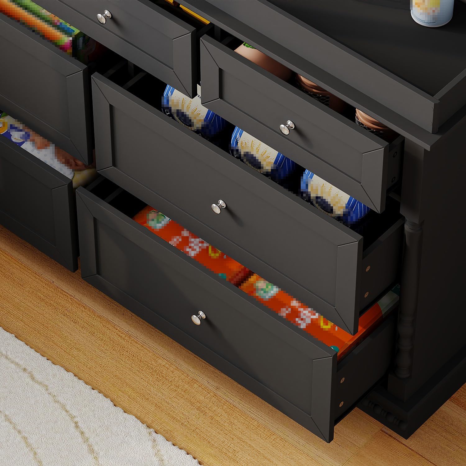 Baby Dresser with Changing Table Top - 7 Drawer Nursery Station
