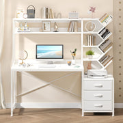 Reversible Computer Desk with Hutch and Storage Shelves