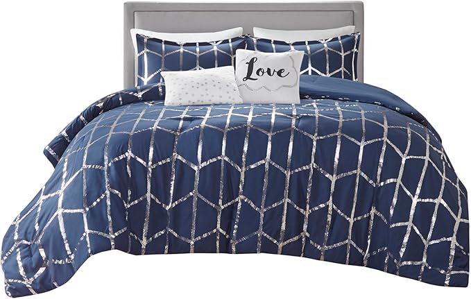 Geometric Metallic Comforter Set Full/Queen