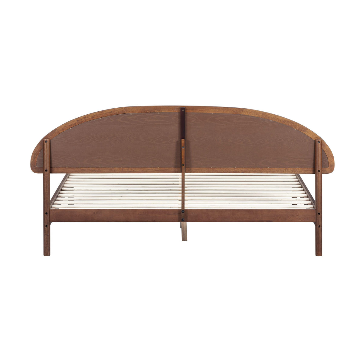 Wooden Bed Frame with Headboard and Natural Rattan King