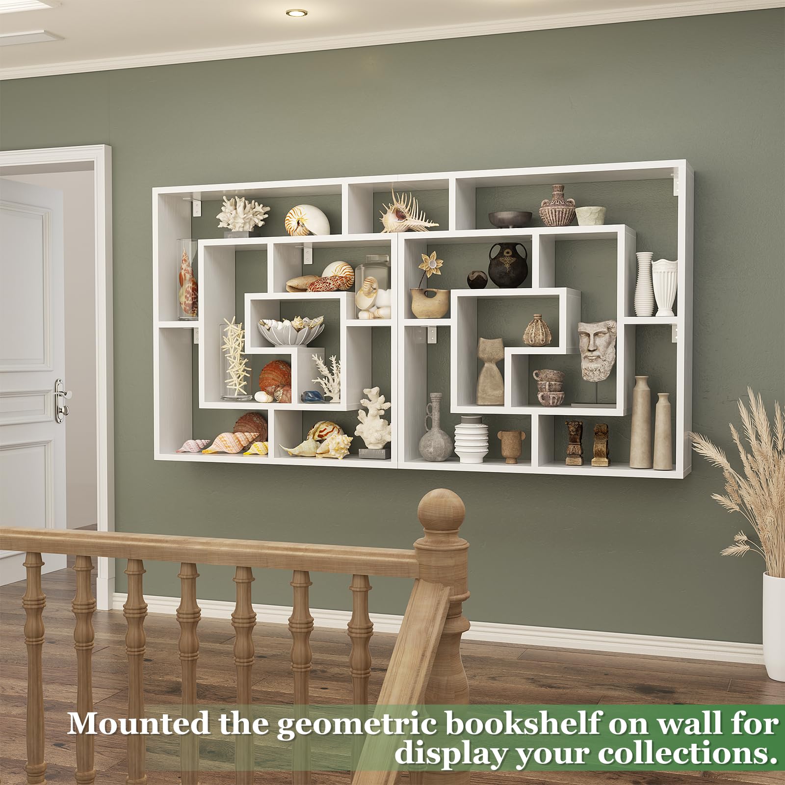 6 Tier Geometric Bookshelf Wall Mounted Display