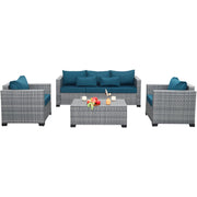 4 Piece Wicker Patio Conversation Set with Storage Table