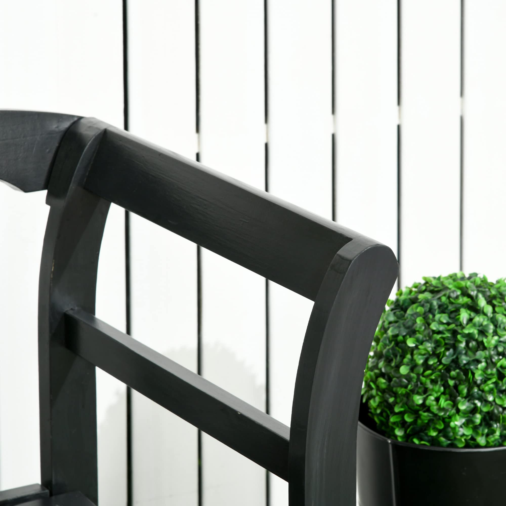 3-Person Wooden Outdoor Bench with Diamond Pattern