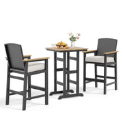 3-Piece Outdoor Bar Set with Cushioned Wicker Chairs