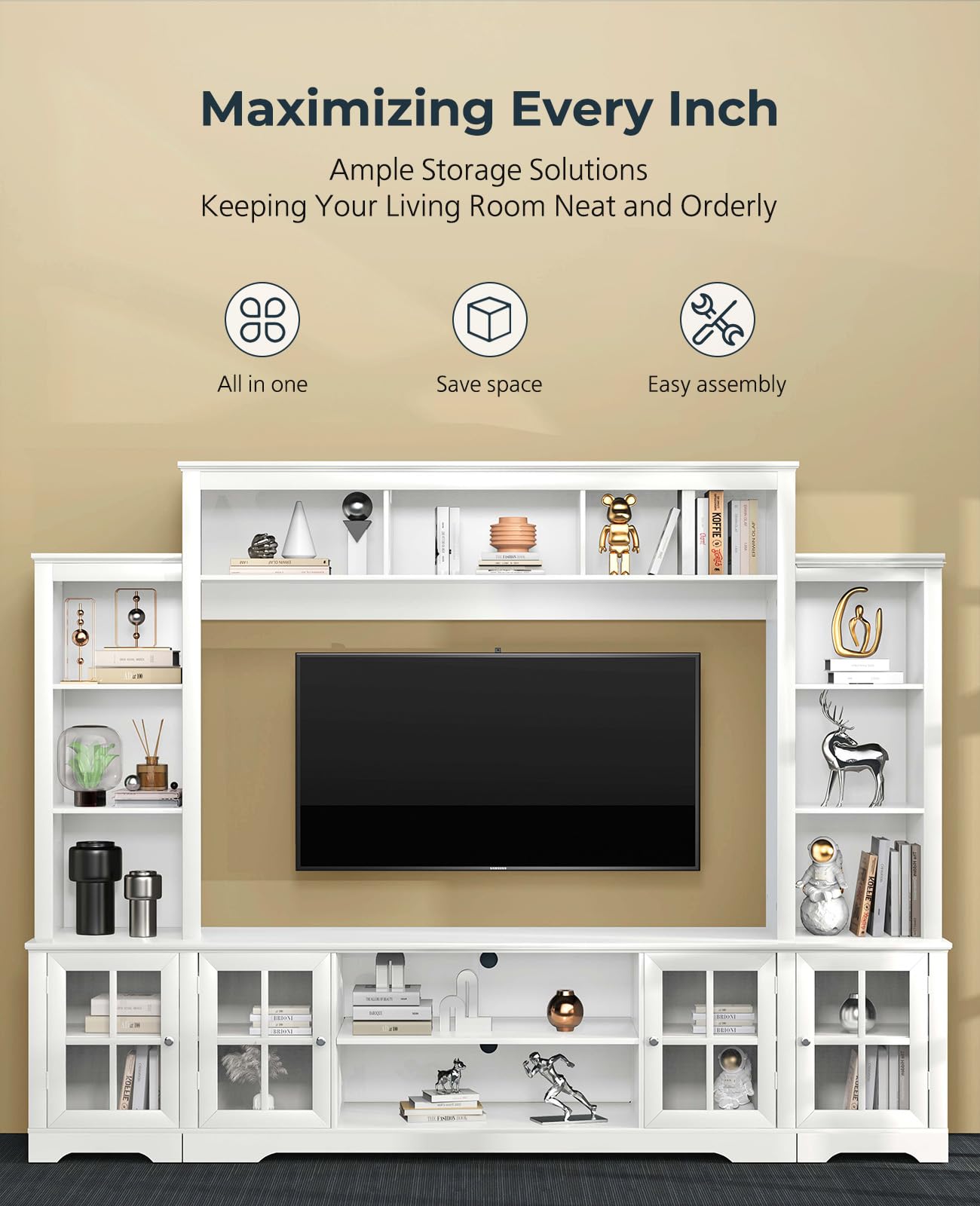 Large Wall Unit Entertainment Center with Storage