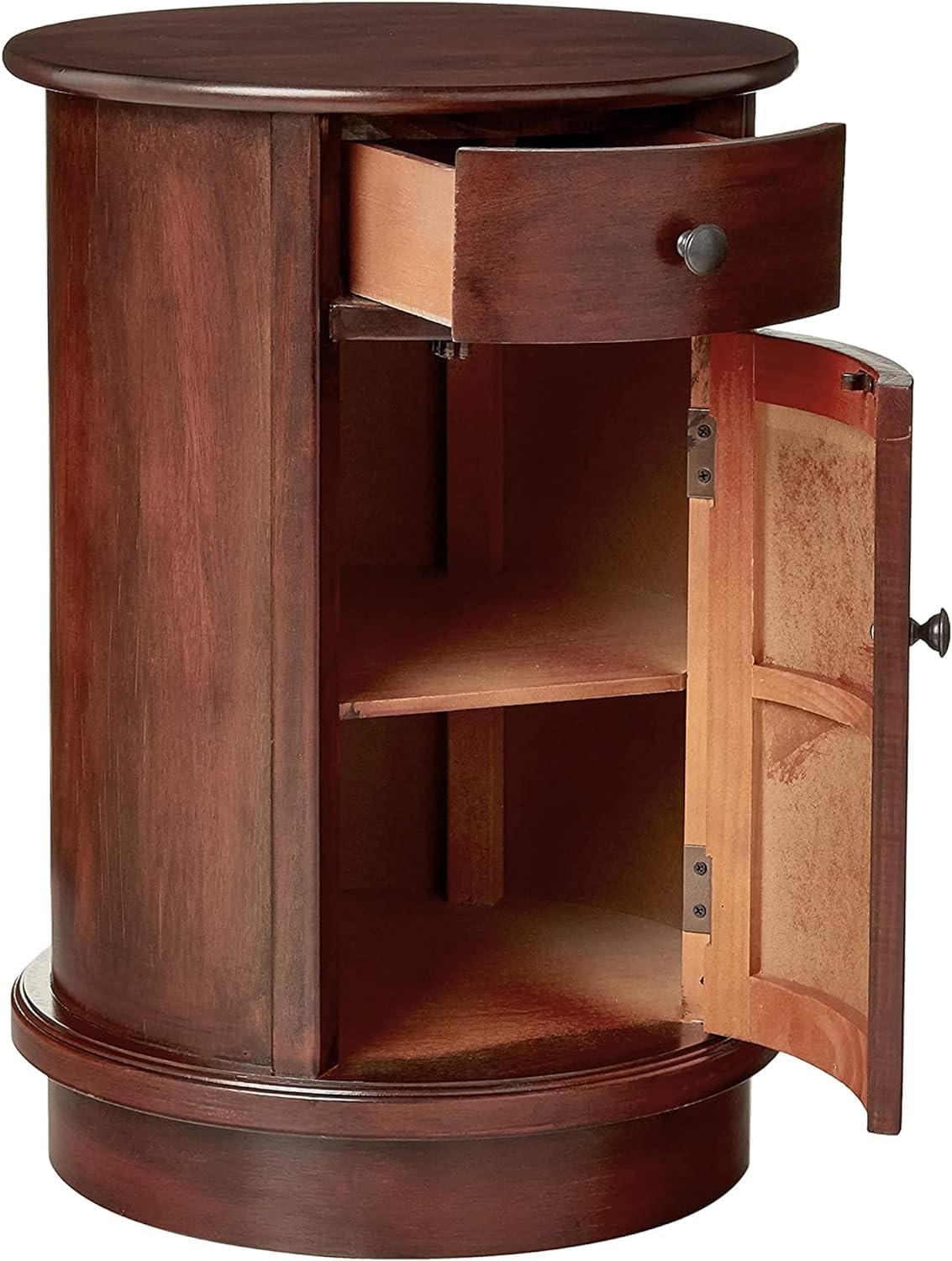 Round End Table with Storage Drawer