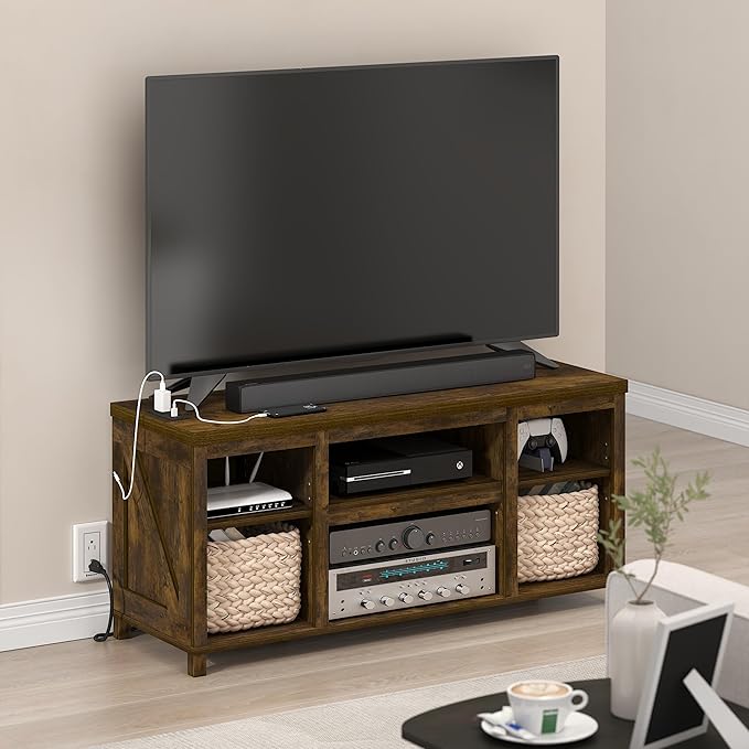 Farmhouse TV Stand with USB Charging