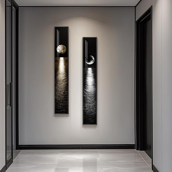 2-Piece Framed Vertical Abstract Canvas Wall Art Set