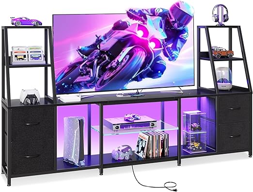 TV Stand with LED Lights & Storage