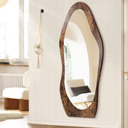Irregular Full Length Mirror 59" x 24" Dark Brown