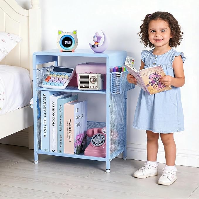 Purple Kids Nightstand 3-Tier Small Side Table