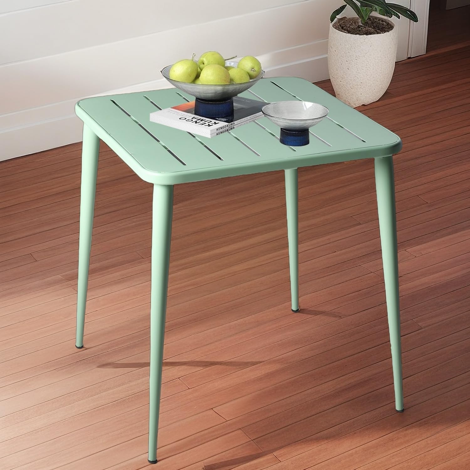 Square Metal Patio Dining Table 27.5 Inch