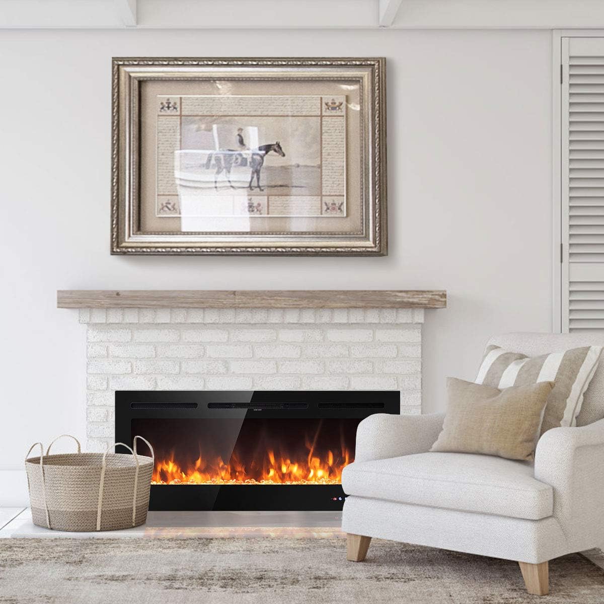50-Inch Electric Fireplace Insert with Thermostat