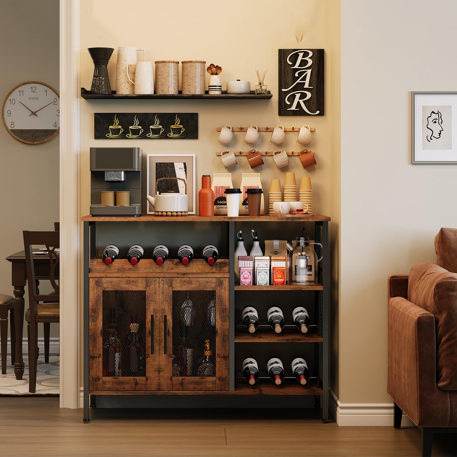Wine Bar Cabinet with Glass Holder