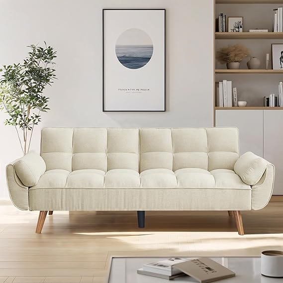 Convertible Futon Sofa Bed with Adjustable Backrest