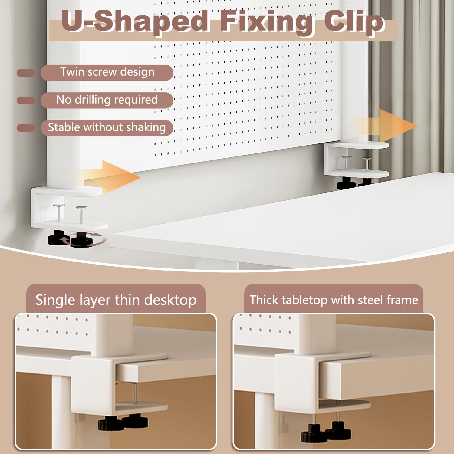 Clamp On Desk Organizer Shelf with Pegboard
