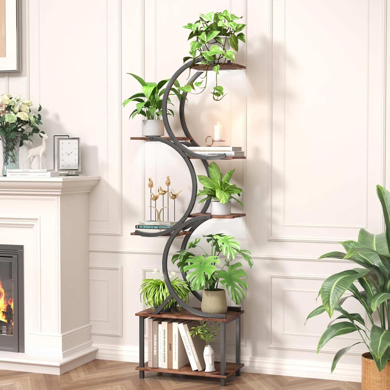 65 Inch Plant Stand with Grow Lights - 9 Tier Metal Indoor Plant Shelf