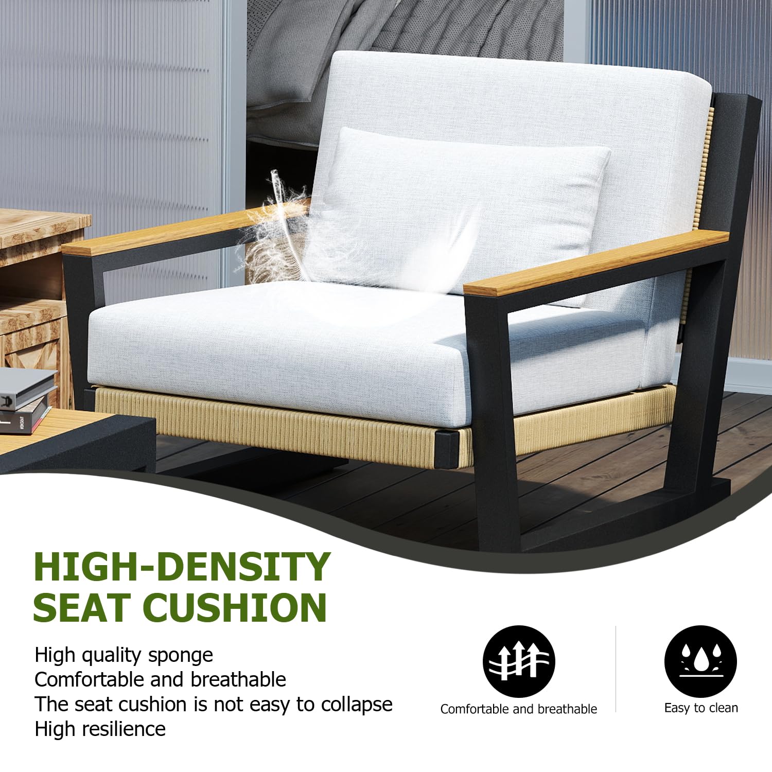 5-Piece Aluminum Patio Conversation Set Yellow