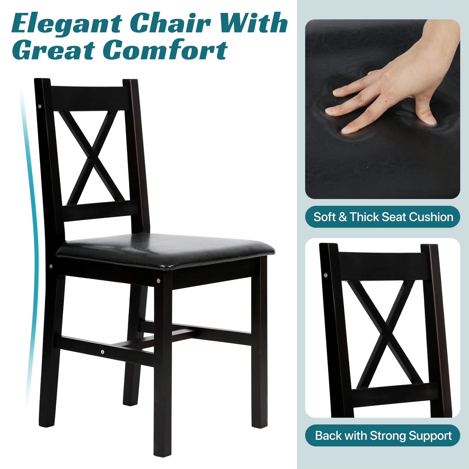 3-Piece Dining Table Set with 2 Chairs