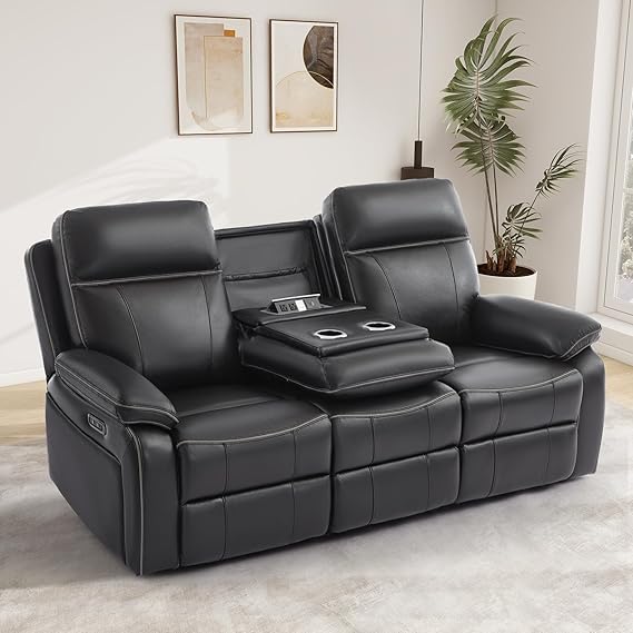 Power Reclining Loveseat with LED Light and Bluetooth Speakers