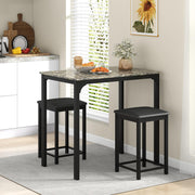 3-Piece Counter Height Dining Table Set with Faux Marble Top