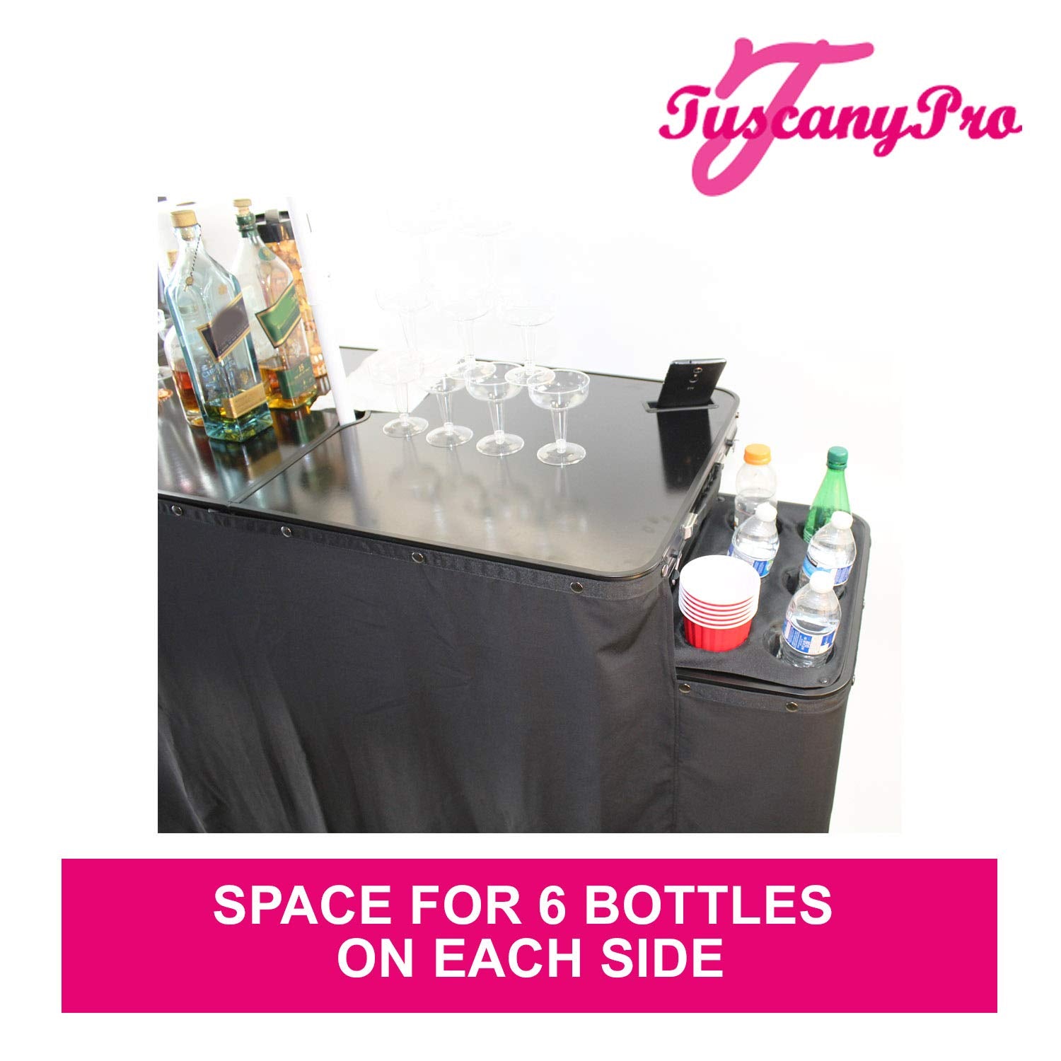 Portable Bartenders & Caterers Table with Folding Side Trays