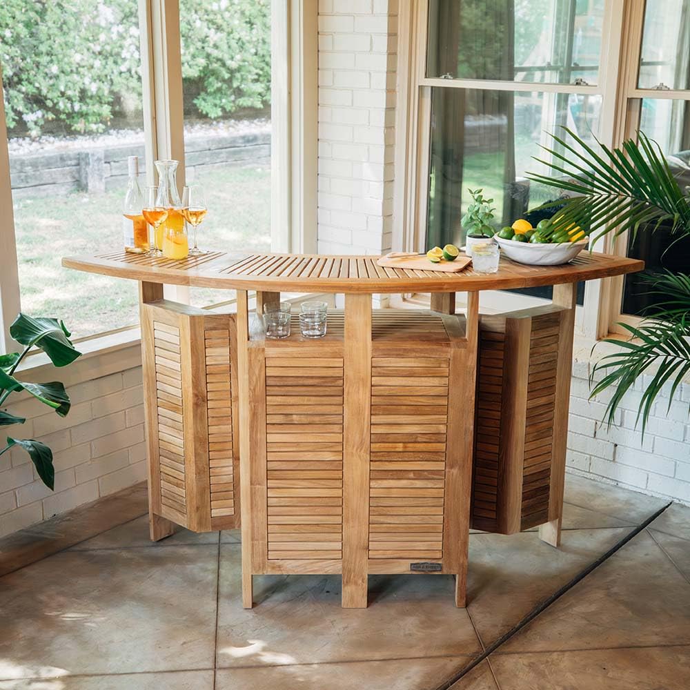 Acadia Teak Folding Bar Cabinet