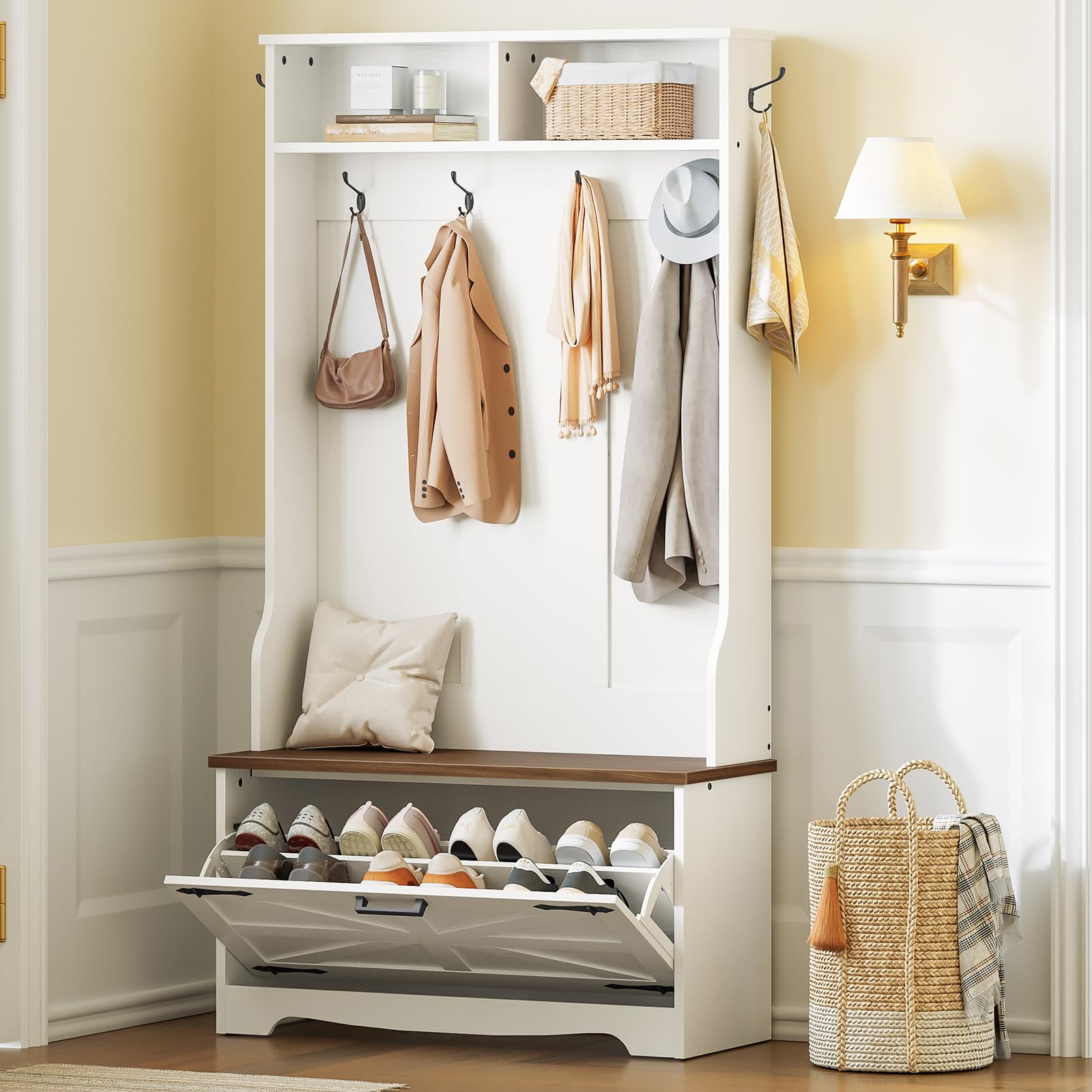 Hall Tree with Bench and Shoe Storage