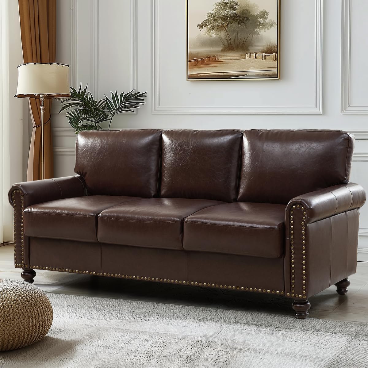 80" Faux Leather Sofa with Storage
