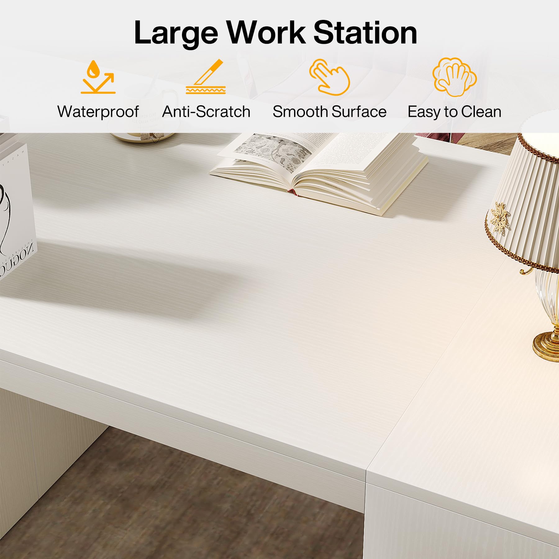 Modern Executive Office Desk 63-Inch with Storage Shelves