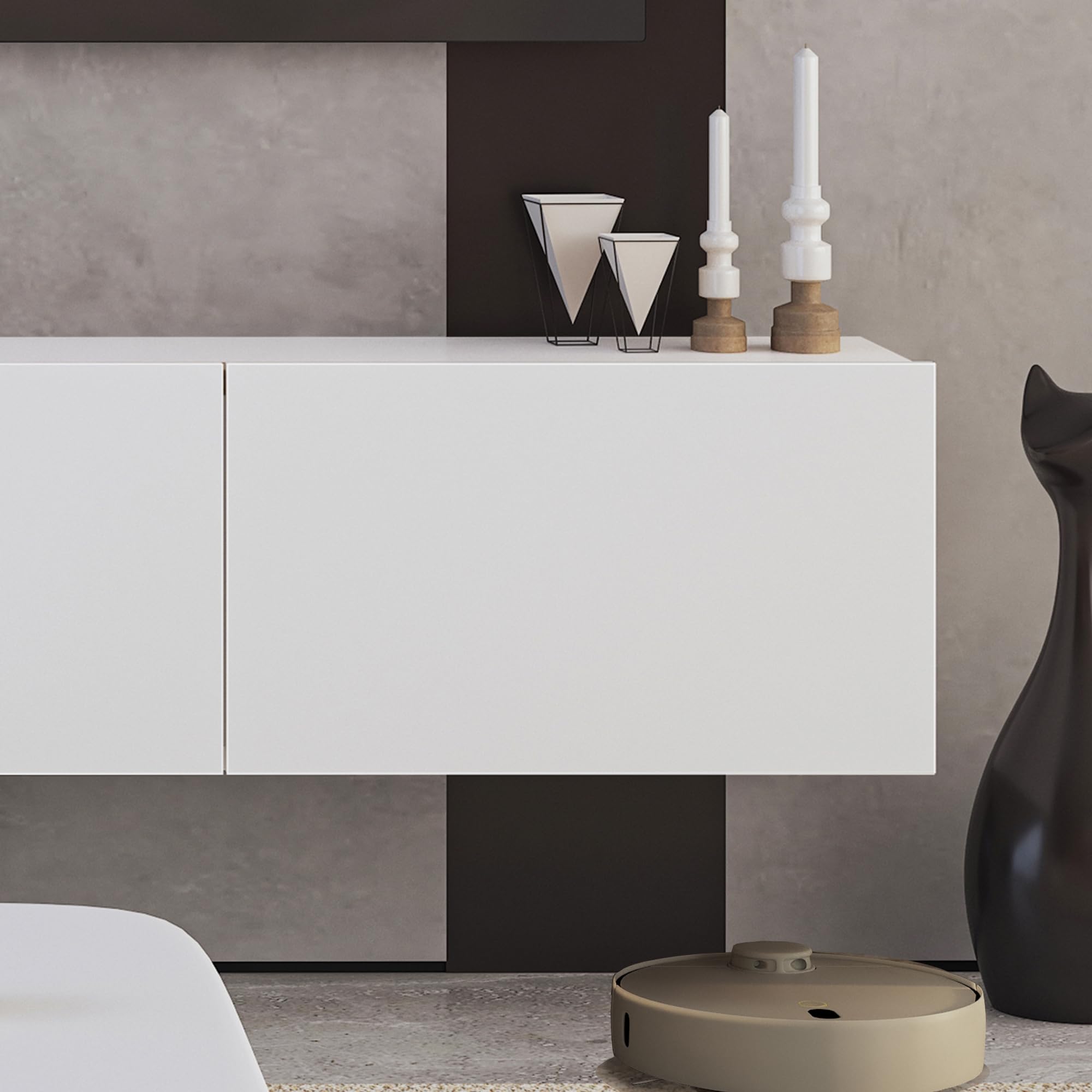 Modern Floating TV Stand White 63 Inch